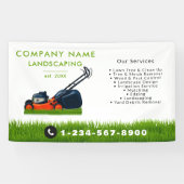 Lawn Mowing Landscaping Garden Lawn Care White Banner (Horizontal)