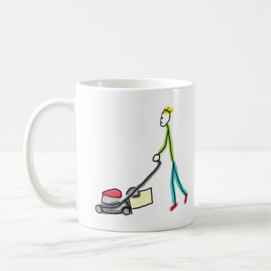 Lawn Mowing Stickman Kaffeetasse (Links)