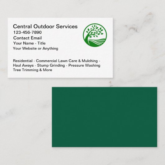 Lawn Outdoor Services Business Cards Mockup Visitenkarte (Vorne/Hinten)