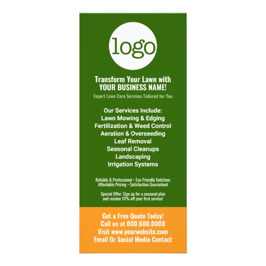 Lawn Services - Mowing, Edging Landscaping-Logo Werbekarte (Hinten)