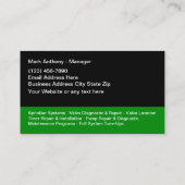 Lawn Sprinkler Bewässerungskarte Visitenkarte (Rückseite)