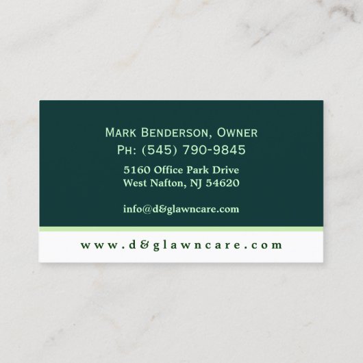 Lawncare oder Landschaftsgestaltung der Visitenkarte (Rückseite)