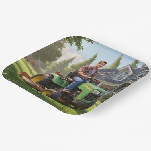 Lawnmower Man Birthday Pappteller (Gewinkelt)