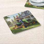 Lawnmower Man Birthday Rechteckiger Pappuntersetzer (angewinkelt)
