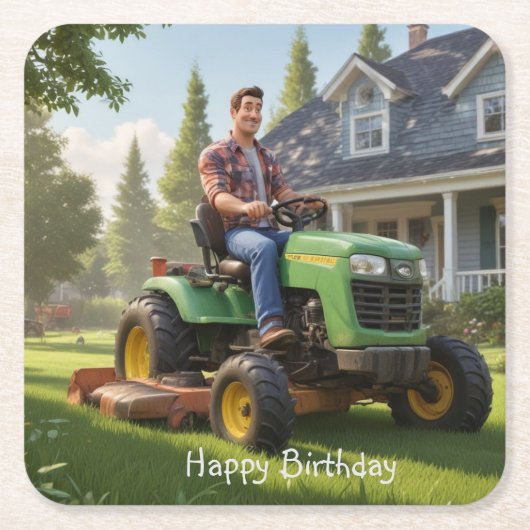 Lawnmower Man Birthday Rechteckiger Pappuntersetzer (Vorderseite)