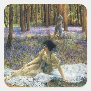 Lawrence Alma Tadema Bluebells Quadratischer Aufkleber