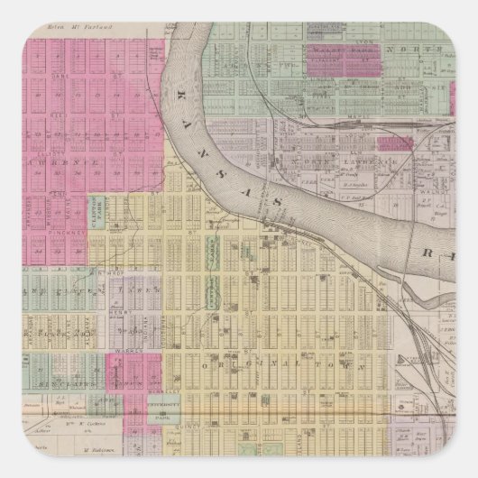 Lawrence, Kansas Quadratischer Aufkleber (Vorderseite)
