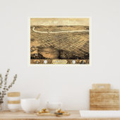 Lawrence, KS Panoramic Map - 1869 Poster (Küche)