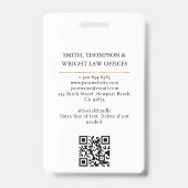 Lawyer Attorney At Law Classy White Ausweis (Rückseite)