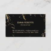 Lawyer Attorney Gold Scale Logo Trendy Marble Visitenkarte (Rückseite)