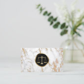 Lawyer Attorney Gold Scale Logo Trendy Marble Visitenkarte (Stehend Vorderseite)