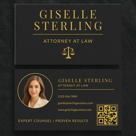 Lawyer Black & Gold Attorney at Law QR Code Visitenkarte
