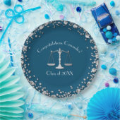 Lawyer Blau Silver Abschluss Pappteller (Party)