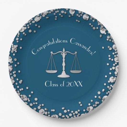 Lawyer Blau Silver Abschluss Pappteller (Vorderseite)