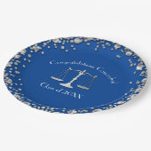 Lawyer Blue Silver Abschluss Pappteller (Schrägansicht)