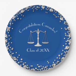 Lawyer Blue Silver Abschluss Pappteller