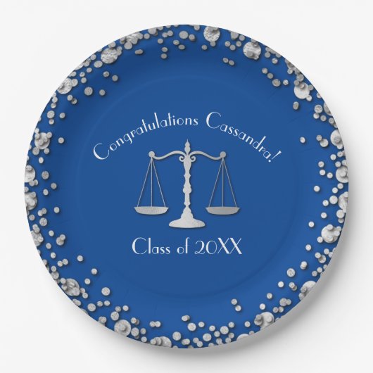 Lawyer Blue Silver Abschluss Pappteller (Vorderseite)