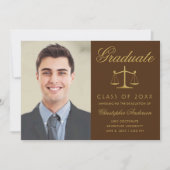 Lawyer Brown Gold Script Foto Abschluss Ankündigung (Vorderseite)