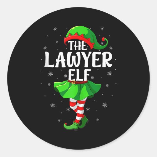 Lawyer Elf Christmas Girls Women Elf Squad Xmas Fa Runder Aufkleber (Vorderseite)