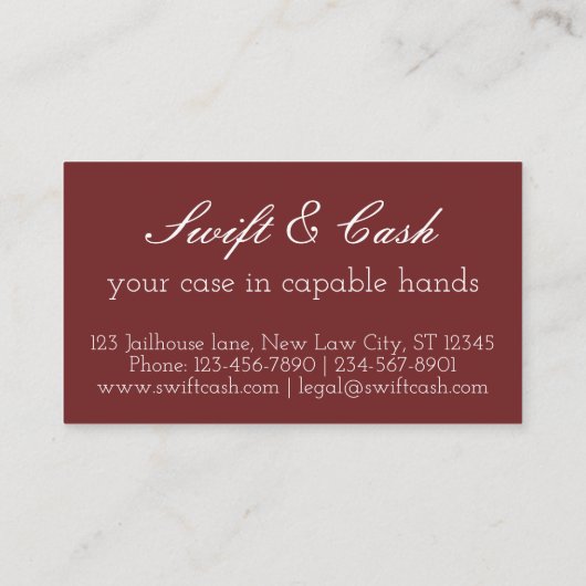 Lawyer Funny individuell anpassbar Visitenkarte (Rückseite)