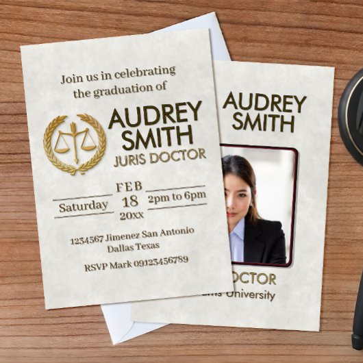 Lawyer Graduation with Photo Einladung