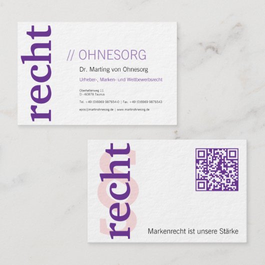 Lawyer With § Business Card Visitenkarte (Vorne/Hinten)