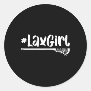 Lax Girl Lacrosse Player Stick Team Ball Sport Gam Runder Aufkleber