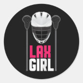 Lax Girl Player Lax Stick Lacrosse Team Runder Aufkleber (Vorderseite)