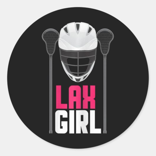 Lax Girl Player Lax Stick Lacrosse Team Runder Aufkleber (Vorderseite)