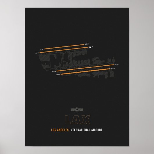 LAX - Los Angeles Airport Runway Diagramm Poster (Vorne)