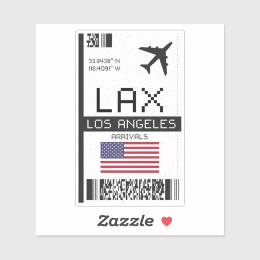 LAX Los Angeles Boarding Pass - Kalifornien Reisen Aufkleber (Blatt)