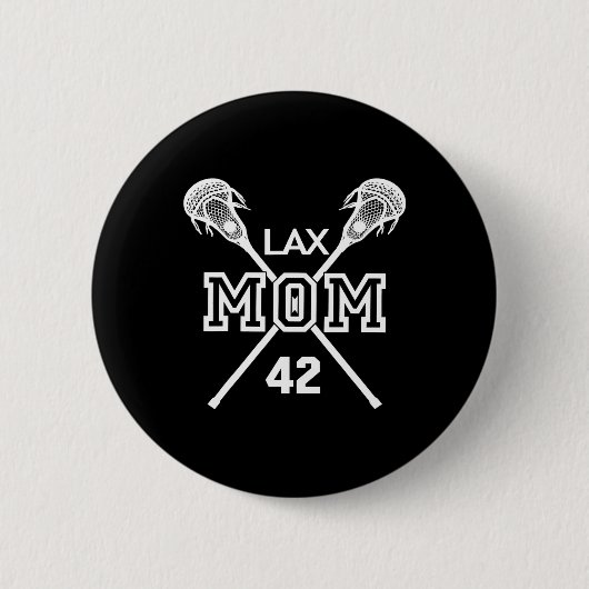 Lax Mama #42 Lacrosse Mama Player Nummer 42 Mutter Button (Vorderseite)