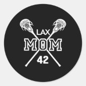 Lax Mama #42 Lacrosse Mama Player Nummer 42 Mutter Runder Aufkleber (Vorderseite)