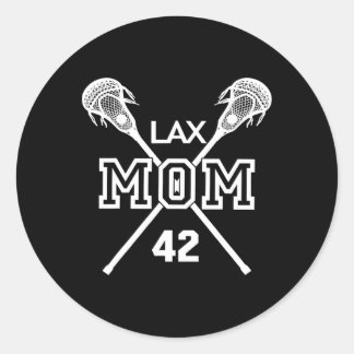 Lax Mama #42 Lacrosse Mama Player Nummer 42 Mutter Runder Aufkleber