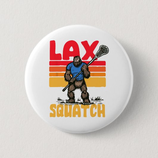 Lax Squatch! Bigfoot Lacrosse Player Retro Sasquat Button (Vorderseite)