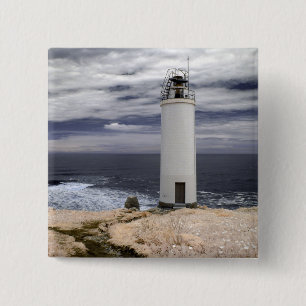 Laxe-Leuchtturm Galizien, Spanien Button