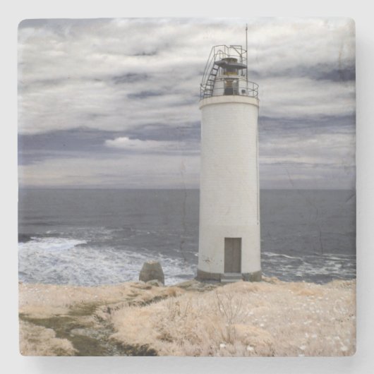 Laxe-Leuchtturm | Galizien, Spanien Steinuntersetzer (Vorderseite)