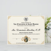 Lay Dominican Certificate (Stehend Vorderseite)