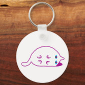Lay Down Chonky White Cat Keychain Schlüsselanhänger (Vorderseite)