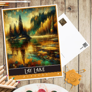 Lay Lake, Alabama Vintage-Gemälde Postkarte