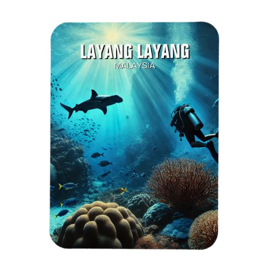 Layang Layang Malaysia Scuba Diver Hammerhead Magnet (Vertikal)