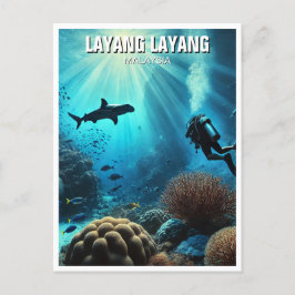 Layang Layang Malaysia Scuba Diver Hammerhead Postkarte