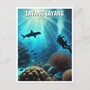 Layang Layang Malaysia Scuba Diver Hammerhead Postkarte