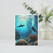 Layang Layang Malaysia Scuba Diver Hammerhead Postkarte (Stehend Vorderseite)