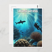 Layang Layang Malaysia Scuba Diver Hammerhead Postkarte (Vorne/Hinten)