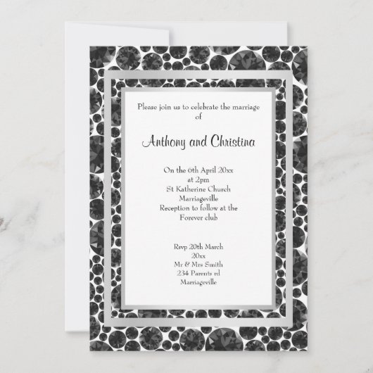 LAYER DIAMOND BLACK SILVER ELEGANT WEDING EINLADUNG (Vorderseite)