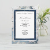 LAYER NAVY BLAUE SILVER MARBLE WEDD EINLADUNG (Stehend Vorderseite)