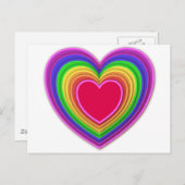 Layered 3-d Herzen Regenbogenfarben Postkarte (Vorne/Hinten)