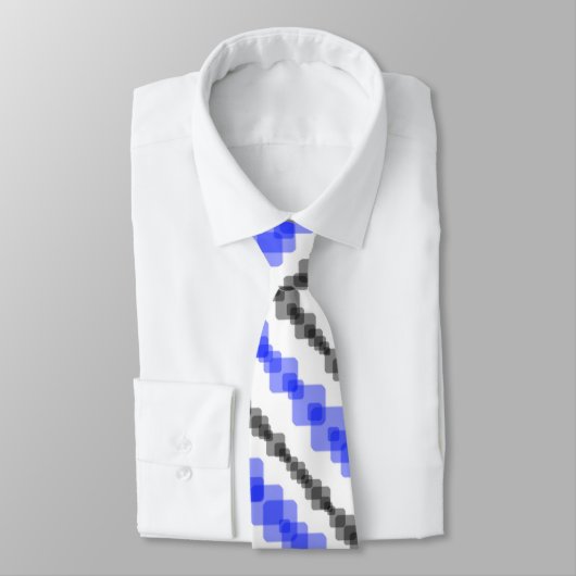Layered Blue And Black Squared On White Pattern Krawatte (Gebunden)