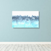 Layered Blues Abstrakte Malerei Leinwanddruck (Insitu (Holzboden))